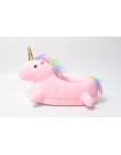 2018 zimowe piękne pantofle domowe Chausson Licorne białe buty kobiety jednorożec kapcie zwierzęta pantuflas unicornio pantoufle