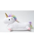 2018 zimowe piękne pantofle domowe Chausson Licorne białe buty kobiety jednorożec kapcie zwierzęta pantuflas unicornio pantoufle