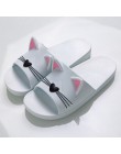 Modne domowe kapcie damskie oryginalne w koty z wystającymi uszkami letnie basenowe wodoodporne gumowe klapki