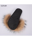 Damskie futrzane klapki prawdziwe futro szopa moda w stylu Furry slajdy miękkie ciepłe duże puszyste futrzane buty S6020E