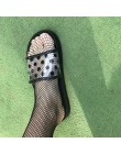 Yu Kube klapki na lato buty kobieta 2019 Polka kropki przezroczyste Peep Toe klapki japonki jasne kobiety na zewnątrz mieszkania