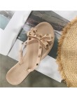 2018 europejski lato nowy moda nit łuk płaskie klapki kobiet nosić fajne kapcie galaretki buty