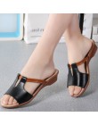 OKAHUI 2019 prawdziwej skóry Flip Flop sandały dla kobiet letnie buty eleganckie płaskie niskie obcasy moda na zewnątrz slajdy k