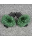 Damskie futrzane klapki prawdziwe futro szopa moda w stylu Furry slajdy miękkie ciepłe duże puszyste futrzane buty S6020E