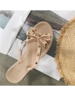 2018 europejski lato nowy moda nit łuk płaskie klapki kobiet nosić fajne kapcie galaretki buty
