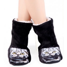 Mntrerm marki kobiety śliczne 3D kot drukuj kapcie plaży grube ciepłe zimowe kapcie Zapatos Mujer domu kryty pluszowe płaskie bu