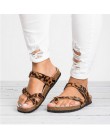 2019 kobiet kapcie plaży latem buty w stylu casual Retro Leopard Print płaskie slajdy z grubej podeszwy korka pantofel modne kla