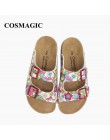 COSMAGIC 2018 nowa letnia plaża korek kapcie, na co dzień, podwójna klamra drewniaki slajdy kobiety Slip on Flip Flop buty Plus 