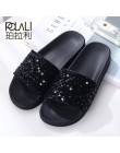 POLALI 2018 kobiety lato domu kapcie klapki japonki Peep Toe sandały Glitter sandały platformy buty damskie zapatos mujer