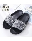 POLALI 2018 kobiety lato domu kapcie klapki japonki Peep Toe sandały Glitter sandały platformy buty damskie zapatos mujer