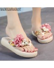 Lato plaża klapki japonki damskie sandały ręcznie robione kwiaty na co dzień klip sandały na płaskim obcasie pantofle na zewnątr