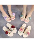 Lato plaża klapki japonki damskie sandały ręcznie robione kwiaty na co dzień klip sandały na płaskim obcasie pantofle na zewnątr