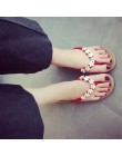 COOTELILI 35-41 Plus rozmiar moda kwiatowe metalowe buty plażowe damskie klapki na lato letnie klapki japonki płaskie buty dla p