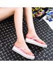 Kobiety lato plaża miękkie buty na koturnie klapki japonki płaskie platformy kapcie prezent