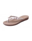 COOTELILI 35-41 Plus rozmiar moda kwiatowe metalowe buty plażowe damskie klapki na lato letnie klapki japonki płaskie buty dla p