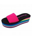 Letnie damskie buty antypoślizgowe kapcie kobiety Flip-flop Rainbow sandały platformy kryty klapki japonki kapcie sandały