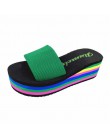 Letnie damskie buty antypoślizgowe kapcie kobiety Flip-flop Rainbow sandały platformy kryty klapki japonki kapcie sandały