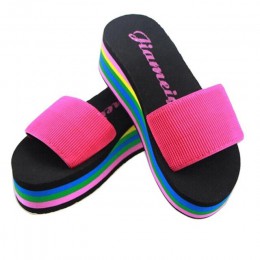 Letnie damskie buty antypoślizgowe kapcie kobiety Flip-flop Rainbow sandały platformy kryty klapki japonki kapcie sandały