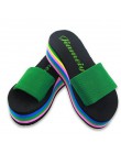 Letnie damskie buty antypoślizgowe kapcie kobiety Flip-flop Rainbow sandały platformy kryty klapki japonki kapcie sandały