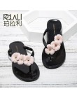 POLALI kwiat kobiety kapcie klapki japonki kobiety sandały kobiece cukierki kolor obuwie plażowe 2018 moda na zewnątrz płaskie s