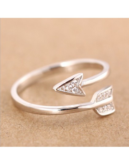 Shuangshuo 2017 New Arrival moda posrebrzane strzałka kryształowe rings dla kobiet regulowany pierścionek zaręczynowy strzałka k
