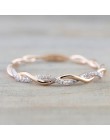 Różowe złoto klasyczny pierścionek cyrkonia ślub  zaręczynowy dla kobiety dziewczyny kryształ