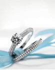 Bamos luksusowa kobieta biała suknia ślubna dla nowożeńców Wedding Ring Set moda 925 srebro wypełnione biżuteria obietnica CZ ka