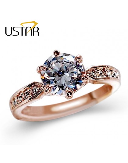 1.75ct AAA cyrkon obrączki dla kobiet różowe złoto kolor obrączki kobiet anel austriackie kryształy biżuteria najwyższej jakości