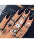 FAMSHIN 15 sztuk/zestaw moda w stylu Vintage pierścień zestaw Femme kamień srebrny Midi Finger pierścienie Boho kobiety biżuteri