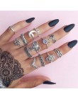 FAMSHIN 15 sztuk/zestaw moda w stylu Vintage pierścień zestaw Femme kamień srebrny Midi Finger pierścienie Boho kobiety biżuteri