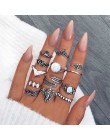 FAMSHIN 15 sztuk/zestaw moda w stylu Vintage pierścień zestaw Femme kamień srebrny Midi Finger pierścienie Boho kobiety biżuteri