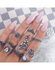 FAMSHIN 15 sztuk/zestaw moda w stylu Vintage pierścień zestaw Femme kamień srebrny Midi Finger pierścienie Boho kobiety biżuteri