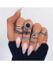 FAMSHIN 15 sztuk/zestaw moda w stylu Vintage pierścień zestaw Femme kamień srebrny Midi Finger pierścienie Boho kobiety biżuteri