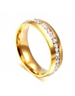 Vnox spersonalizowane złoty kolor obrączki pierścień dla kobiet mężczyzn biżuteria 6mm pierścionek zaręczynowy ze stali nierdzew