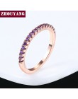 Ślub pierścień dla kobiet Man zwięzłe klasyczne Multicolor Mini cyrkonia różowe złoto kolor moda biżuteria R132 R133 ZHOUYANG