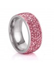 H: HYDE 5 rzędy linii jasny kryształ obrączki dla kobiet moda Rhinestone ze stali nierdzewnej kobiet nastolatek biżuteria anillo