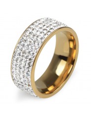 Biżuteria z cyrkoniami kryształowy pierścionek ze stali nierdzewnej okrągły gruby z diamencikami złoty srebrny kolorowy