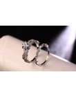 90% taniej! Bamos kobiet biały okrągły pierścień zestaw luksusowych 925 srebrny pierścień Vintage Wedding Band obietnica obrączk