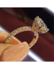 Moduł 2019 moda luksusowe kobiety zaręczyny biżuteria srebrny kolor pełny okrągły cyrkon kobiet Wedding Ring Finger