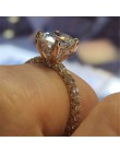 Moduł 2019 moda luksusowe kobiety zaręczyny biżuteria srebrny kolor pełny okrągły cyrkon kobiet Wedding Ring Finger