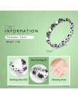BAMOER oryginalna 925 srebro pierścionek do noszenia warstwowego serce czarne pierścionki z kwadratowymi cyrkoniamii dla kobiet 