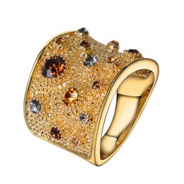 Viennois szeroki złoty kolor pierścienie dla kobiet wielokolorowe dżetów betonowa pierścionek koktajlowy rozmiar 6 7 8 9 dla kob