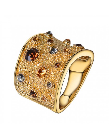 Viennois szeroki złoty kolor pierścienie dla kobiet wielokolorowe dżetów betonowa pierścionek koktajlowy rozmiar 6 7 8 9 dla kob