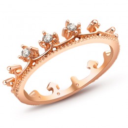 Autentyczne białe złoto kolor mojego pierścień w kształcie korony dla księżniczki i królowej projekt obrączki dla kobiet biżuter