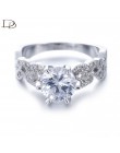 1.5 carat biżuteria z cyrkoniami AAA obrączki ślubne dla kobiet w stylu vintage 925 sterling srebrny anel kryształ bague liście 