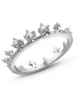 Autentyczne białe złoto kolor mojego pierścień w kształcie korony dla księżniczki i królowej projekt obrączki dla kobiet biżuter