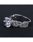 1.5 carat biżuteria z cyrkoniami AAA obrączki ślubne dla kobiet w stylu vintage 925 sterling srebrny anel kryształ bague liście 