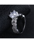 1.5 carat biżuteria z cyrkoniami AAA obrączki ślubne dla kobiet w stylu vintage 925 sterling srebrny anel kryształ bague liście 