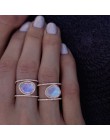 Moduł 3 kolory w stylu Vintage kobiety Wedding Ring i pierścionek zaręczynowy nowy antyczny ze stopu cynku owalny kamień księżyc