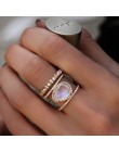 Moduł 3 kolory w stylu Vintage kobiety Wedding Ring i pierścionek zaręczynowy nowy antyczny ze stopu cynku owalny kamień księżyc